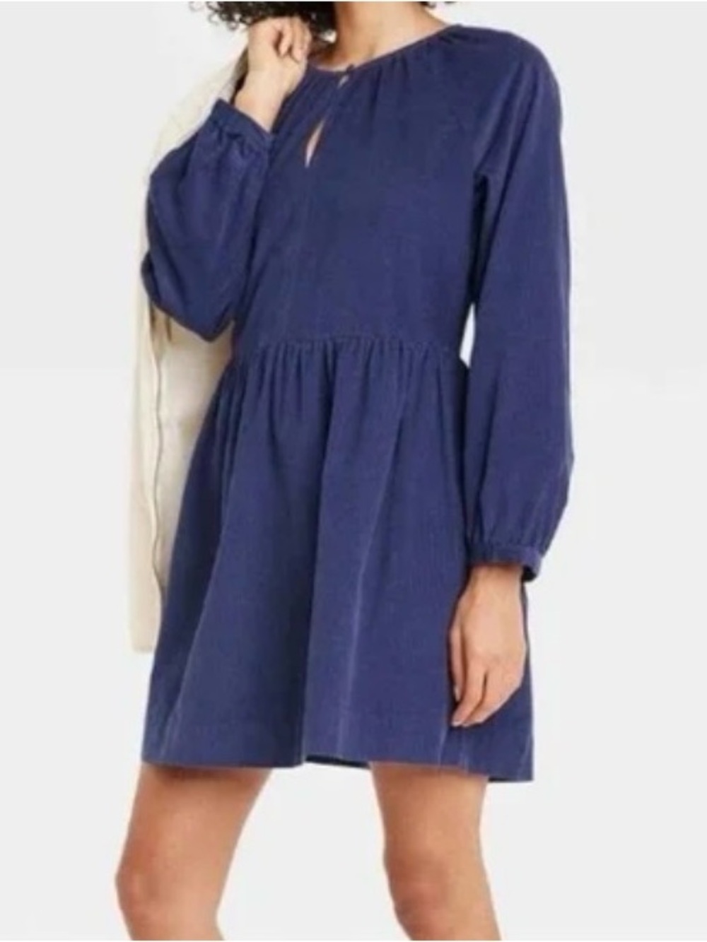 Universal Thread Navy Blue Corduroy Shift Dress Size M NWT Balloon Sleeve